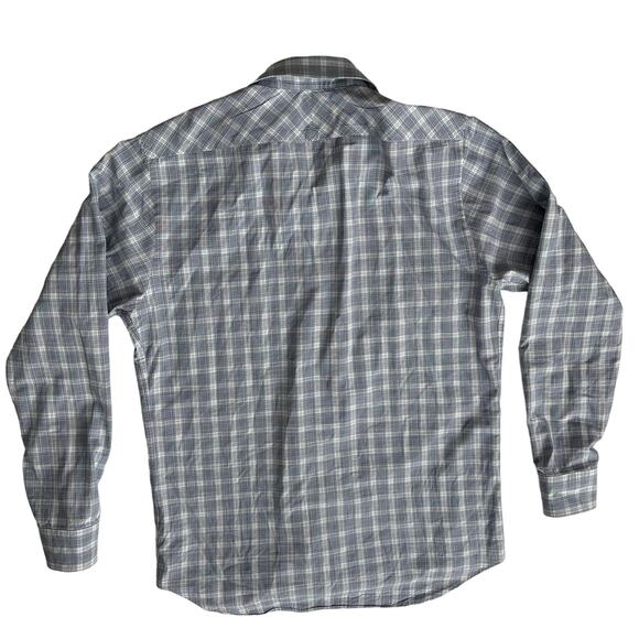 Billy Reid Standard Cut Plaid Oxford Button Down Oxford White Blue Shirt M - Picture 2 of 9